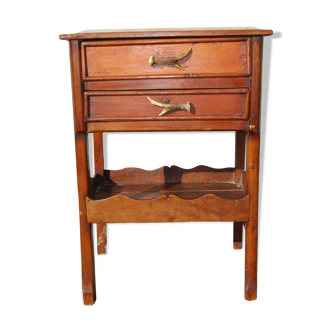 Dessert table with drawers, mountain furniture hunting spirit late 19th century.