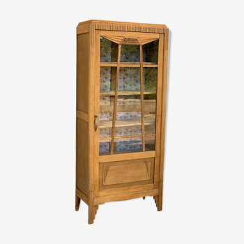 Armoire parisienne vitrée art déco 1920 bois brut