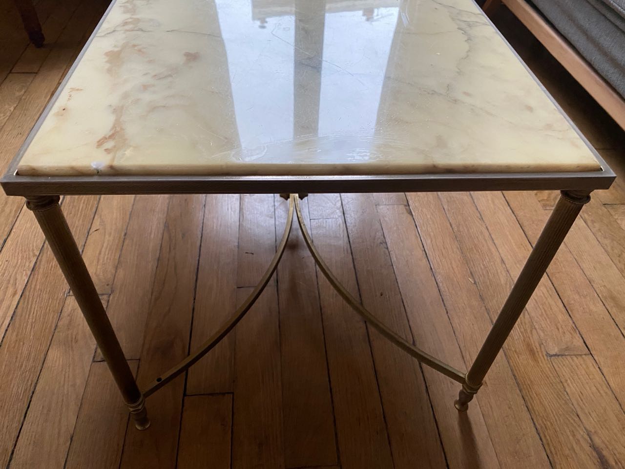Marble and brass coffee table