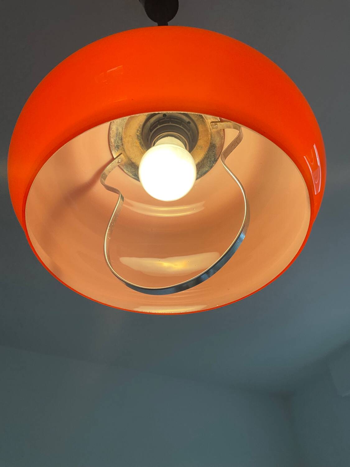 Opaline pendant light up and down from the 70s