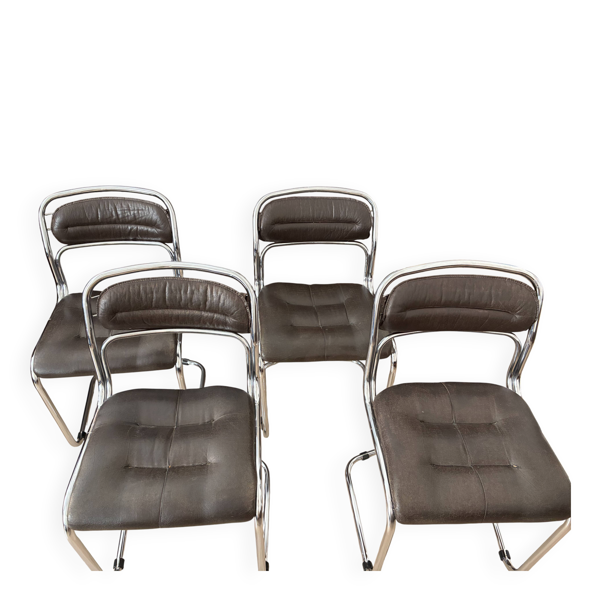 Set of 4 vintage 1970s chrome chairs – Rinaldi style