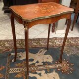 Pedestal table end of sofa decorated inlaid Louis XV style