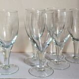 Six XXL blown glass stemmed glasses