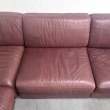 Brown leather modular sofa by De Sede; DS76, 1970s (straight)