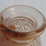 hyacinth vase molded glass rosaline art deco motifs signed Joma