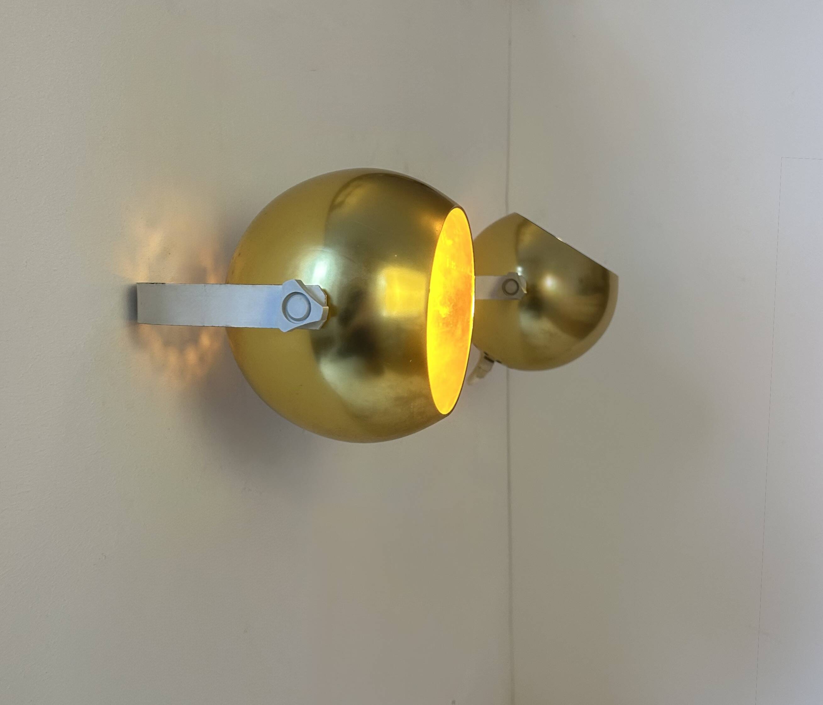 Pair of vintage brass wall lights by PARSCOT, France, 1970