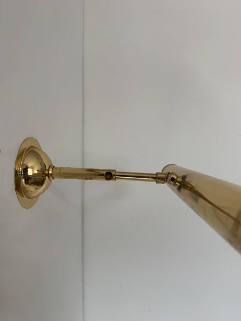 Pair of adjustable vintage brass wall lights, France, 1970.