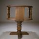 Swivel armchair in carved oak with ball bearings, early 20th century.