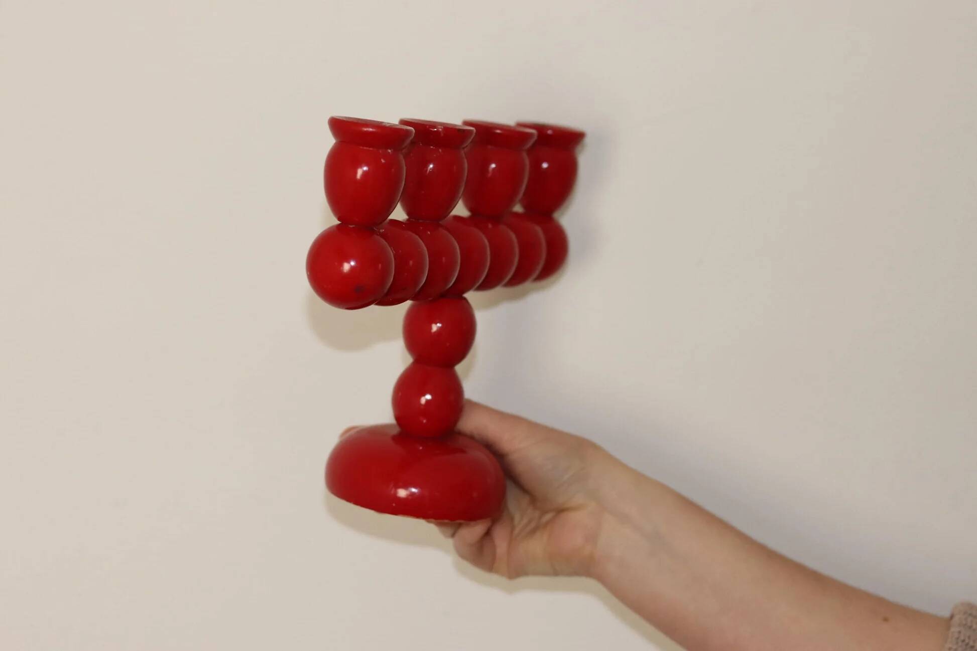 Four-arm Swedish bobbin candelabra