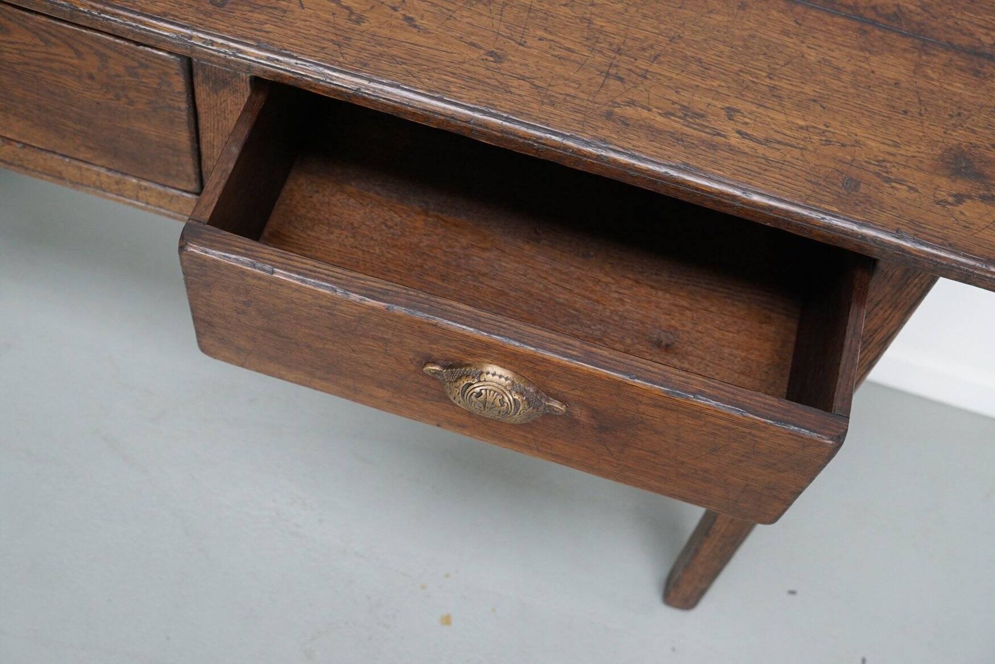 Vintage French rustic farmhouse oak side table, 1950s