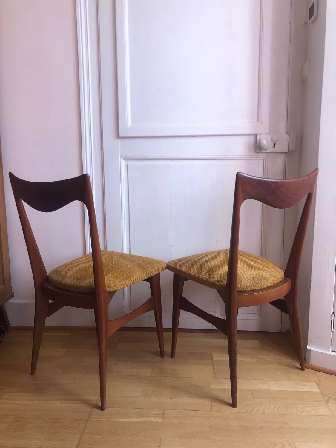 4 Scandinavian teak and fabric chairs, 1960