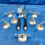 8 antique Art Deco silver-plated metal knife rests, Cailar Bayard hallmark