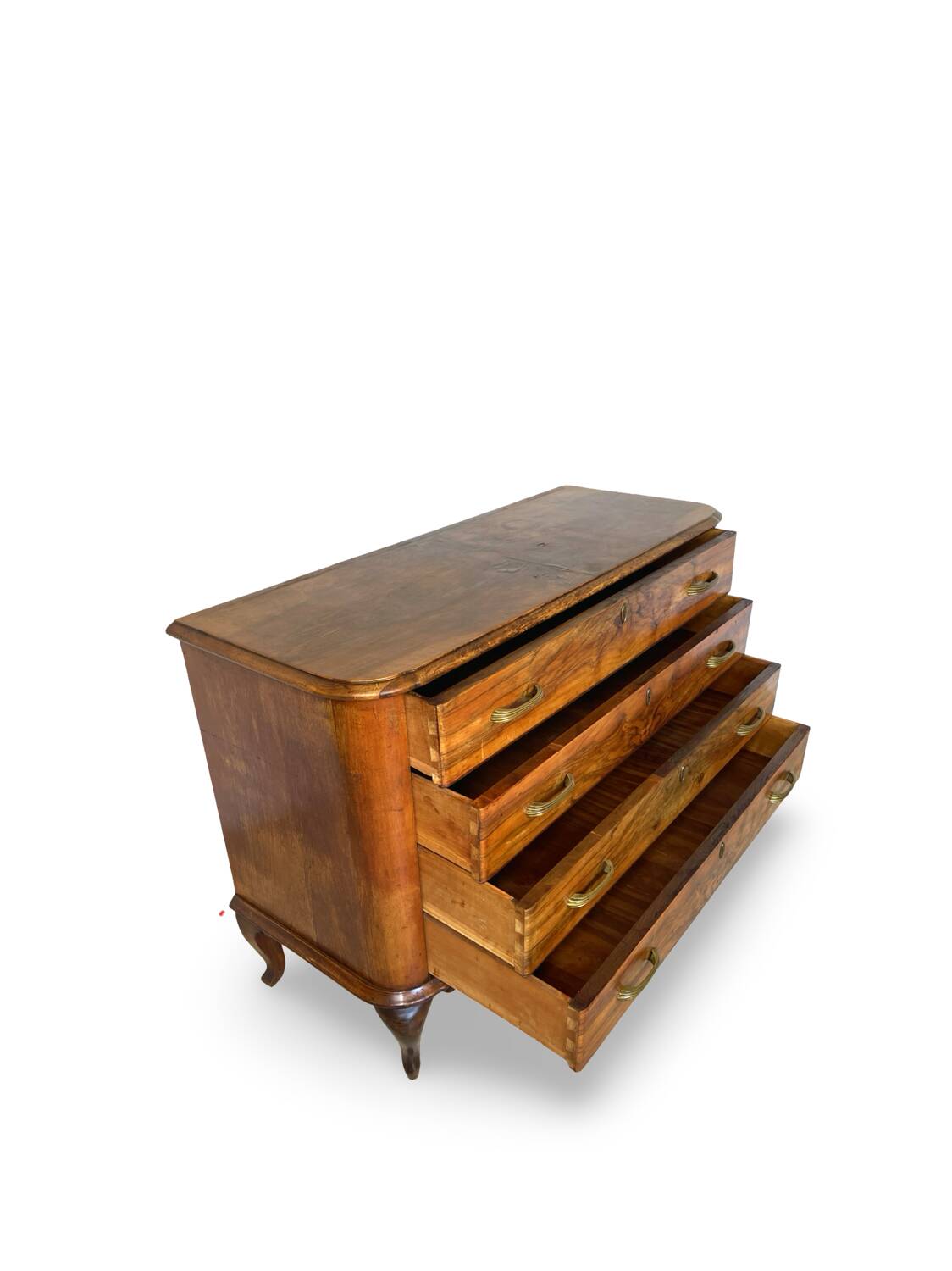 Italian art deco burl walnut chest of drawers, 1930s/1940s