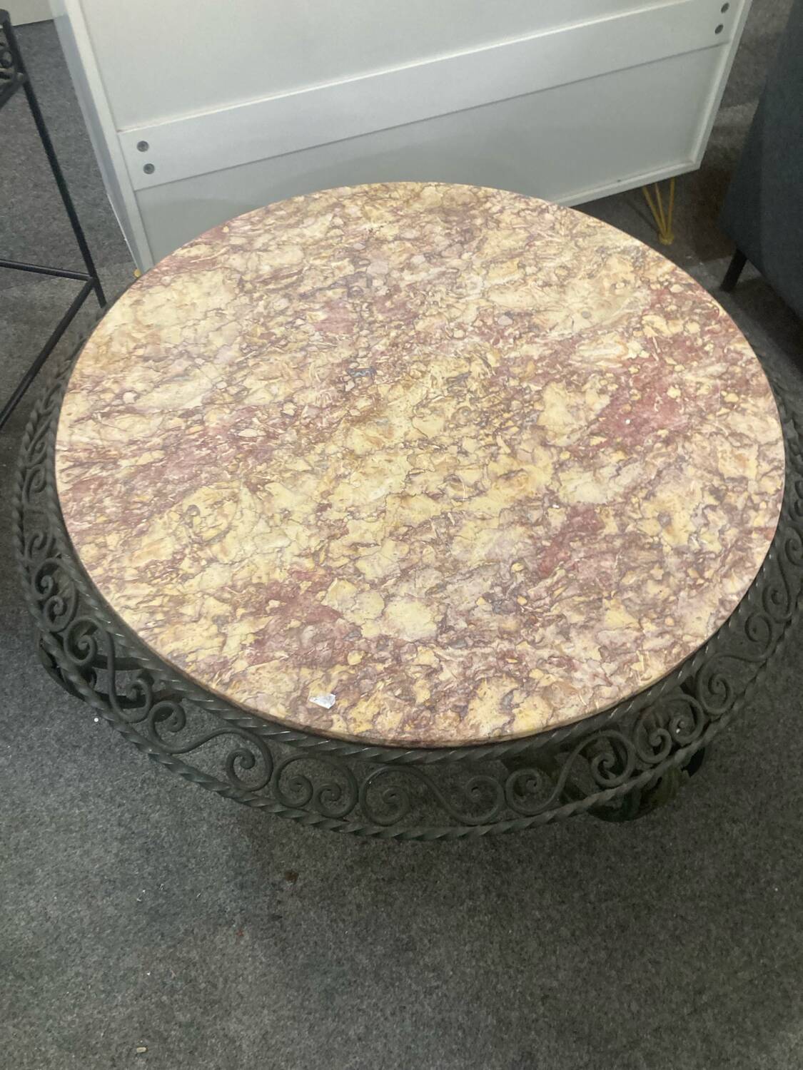 wrought iron and marble coffee table