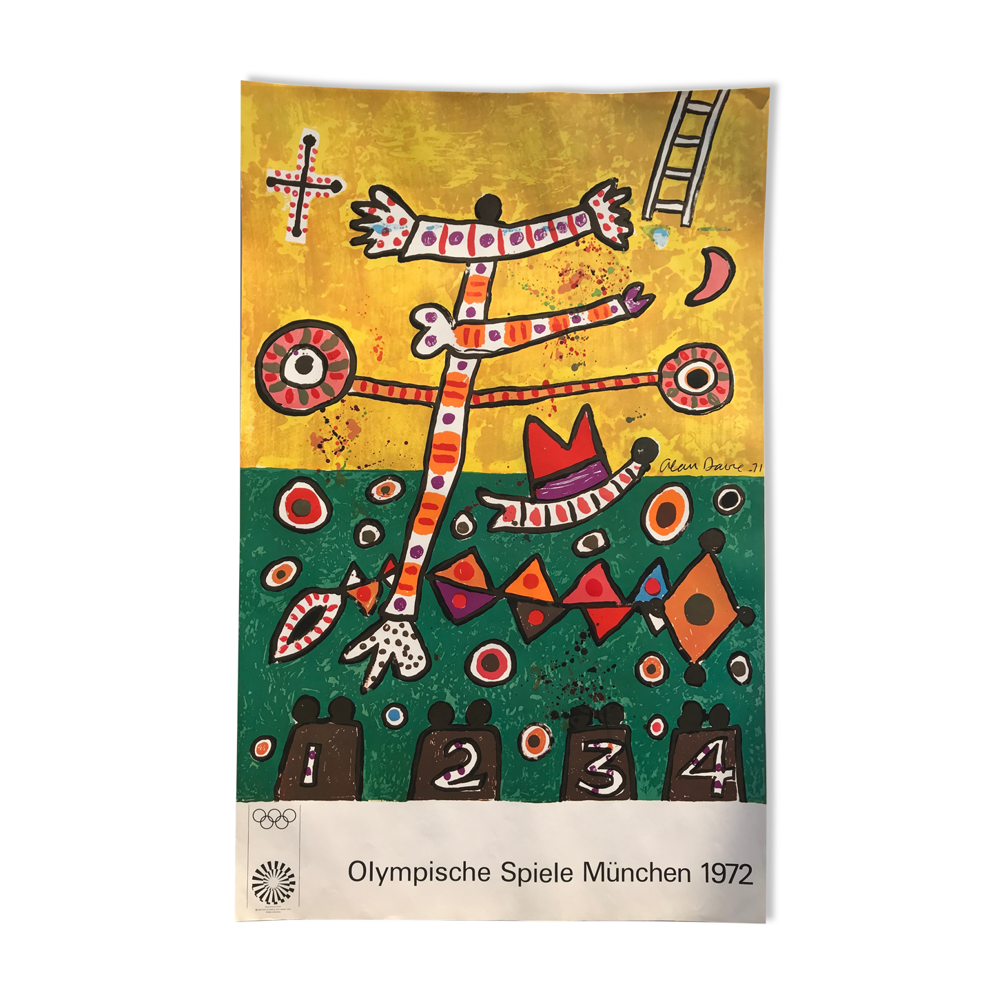Davie allan (1920-2014) olympische spiele münchen, 1972. original poster