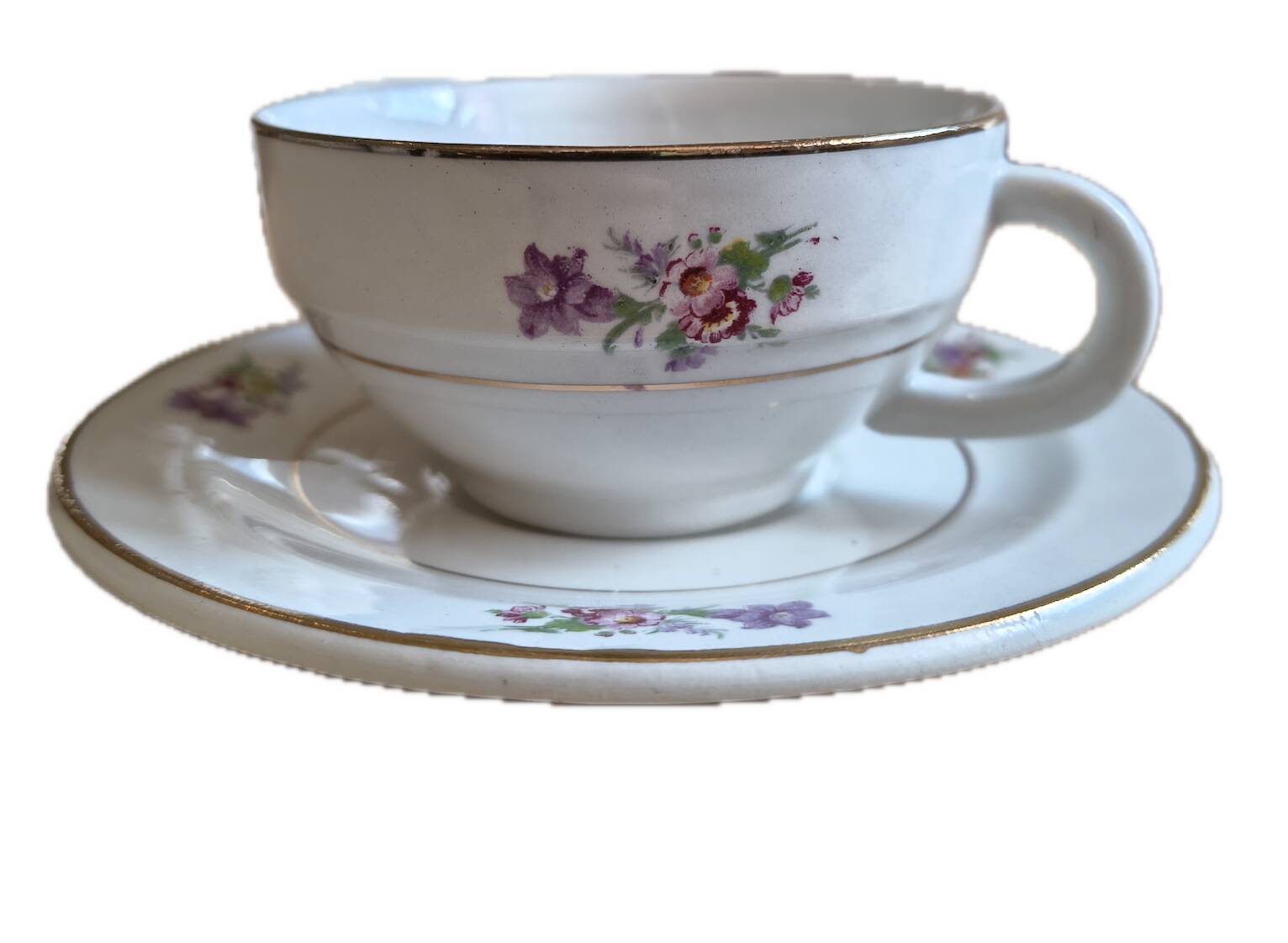Antique tea service Moulin des Loups Orcérame – 25 pieces – floral decoration