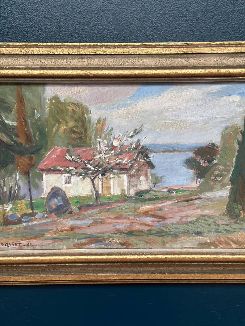 Swedish Oil On Panel "Landscape View" by S. Toqvist, Vintage & Framed 57×40cm