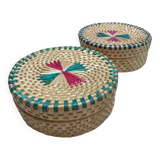 Vintage woven seagrass boxes