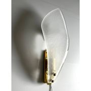 Elegant Contemporary Italian Sanded Leaf Murano Glass Wall Sconce Set