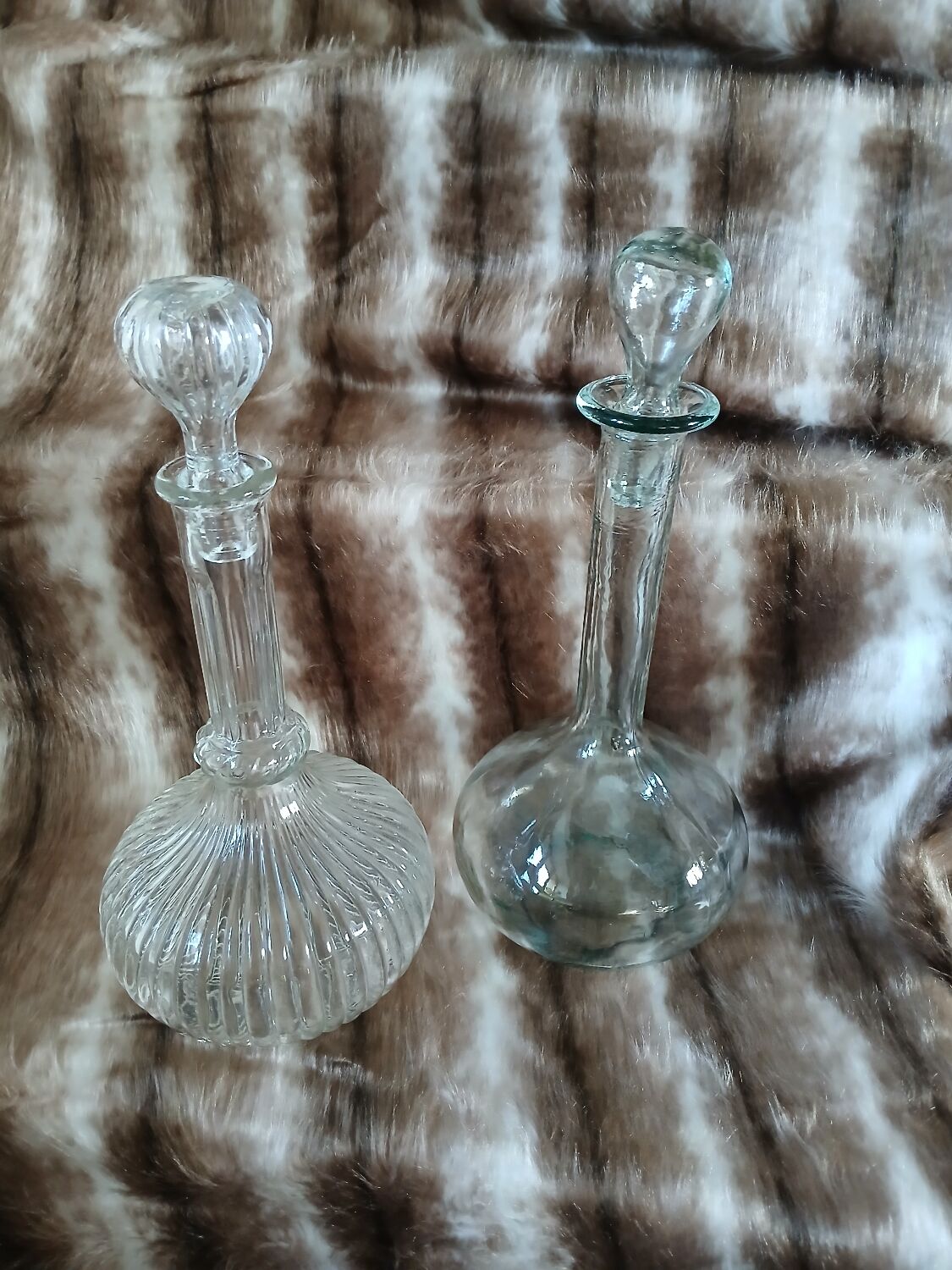 2 antique carafes