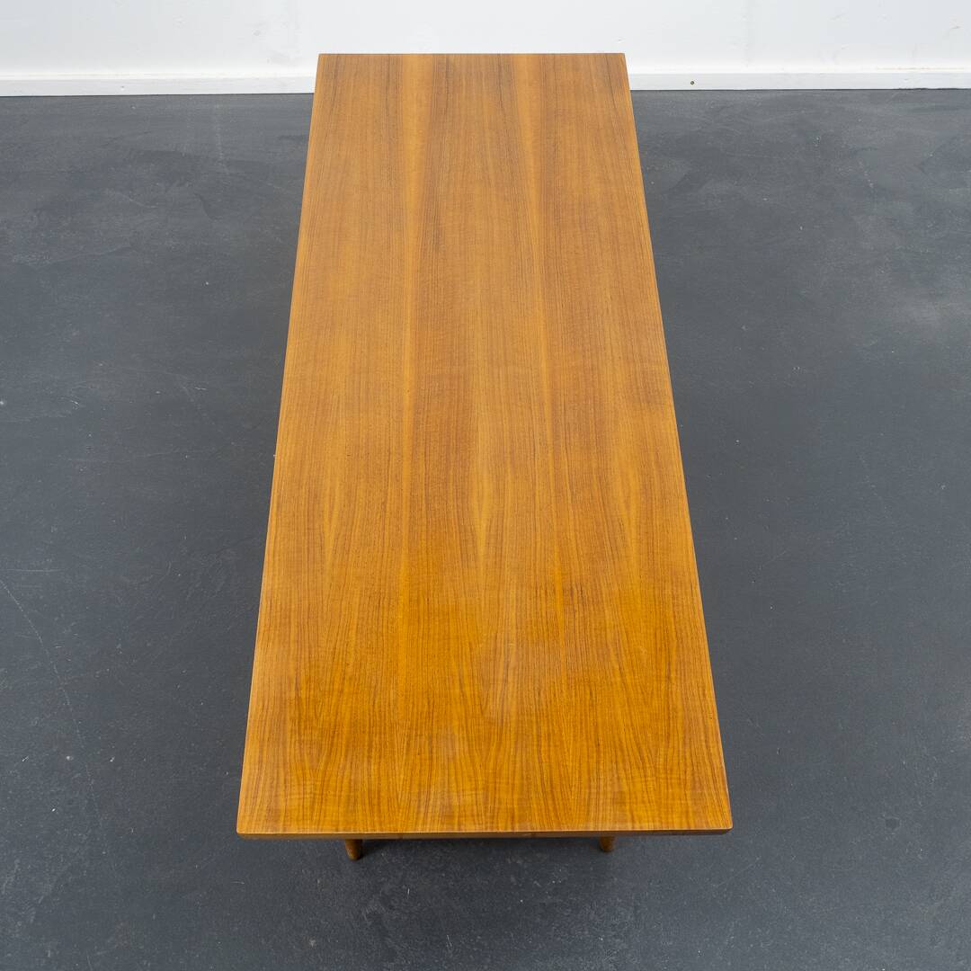 1950s coffee table, walnut, V-shaped legs, restored