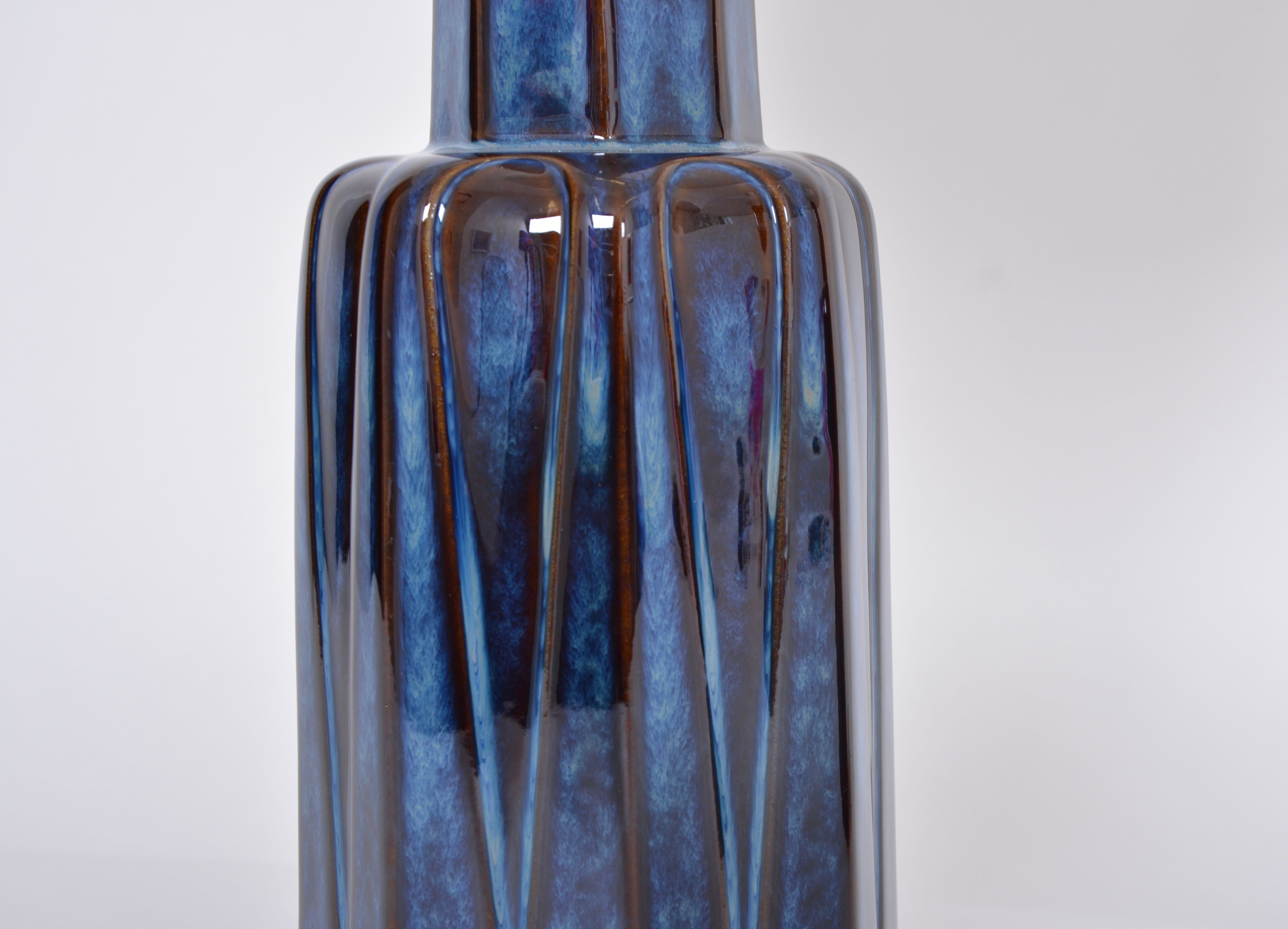 Pair of blue Mid-Century Modern Stoneware table lamps model 1033 by Soholm