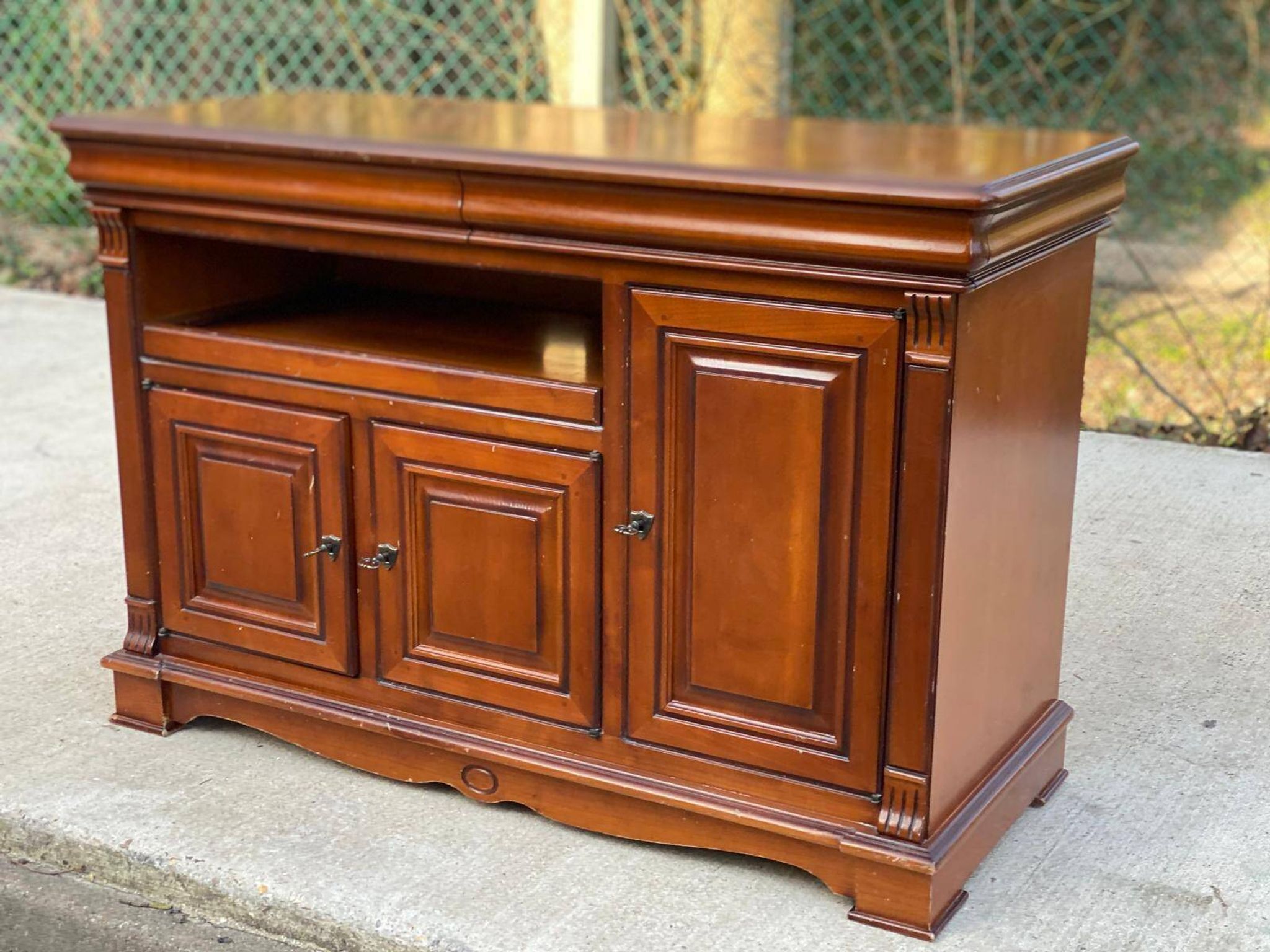 Louis Philippe country wooden sideboard with 2 drawers and 3 doors 126cm