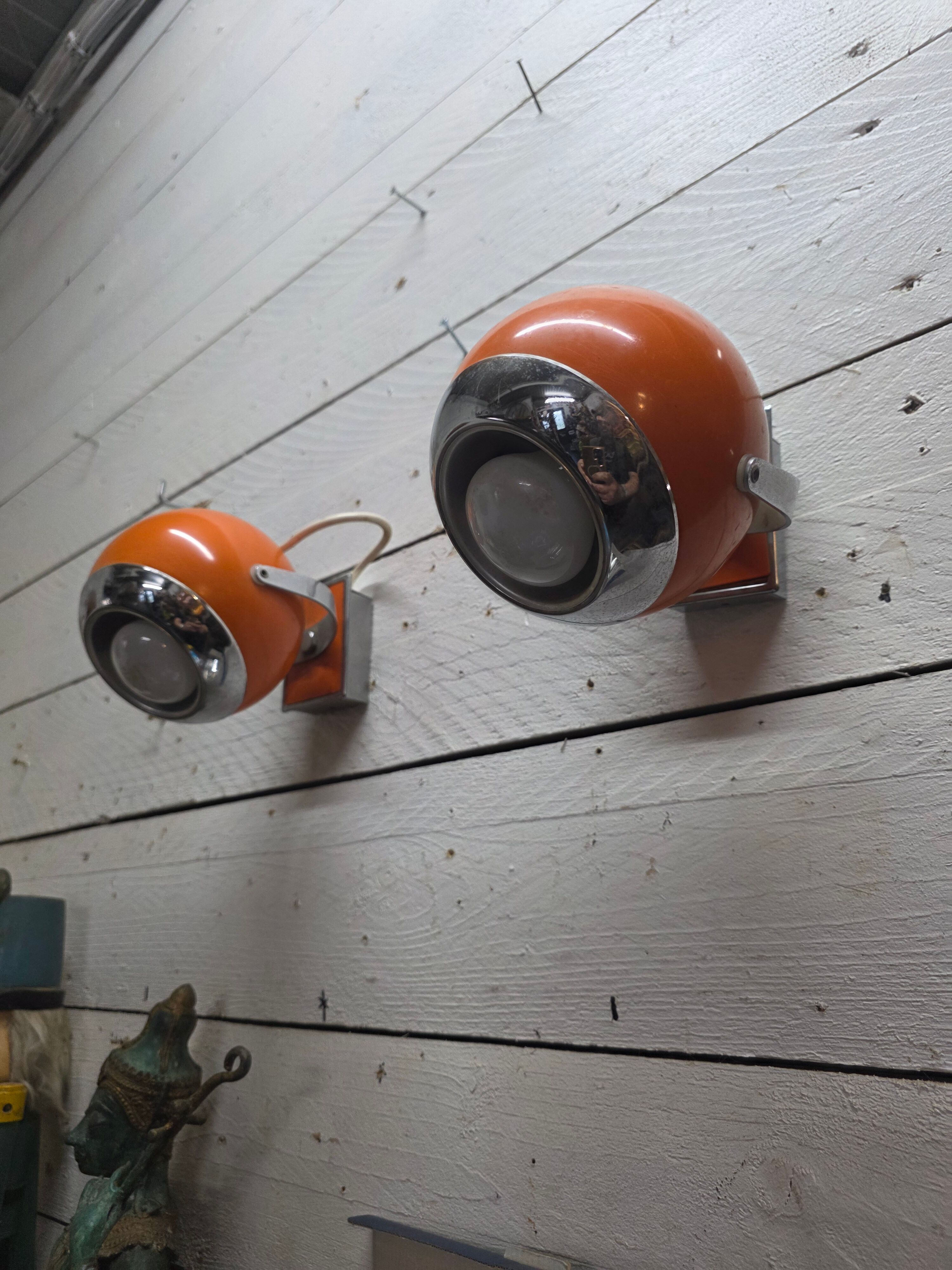 Pair of vintage 70s eyeball wall lights.