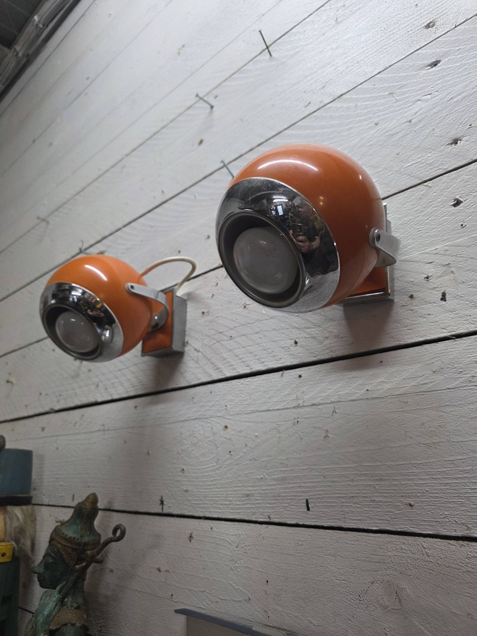 Paire d'appliques vintage eyeball des années 70