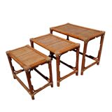 Boho Chic Style Bamboo and Wicker Nesting Tables