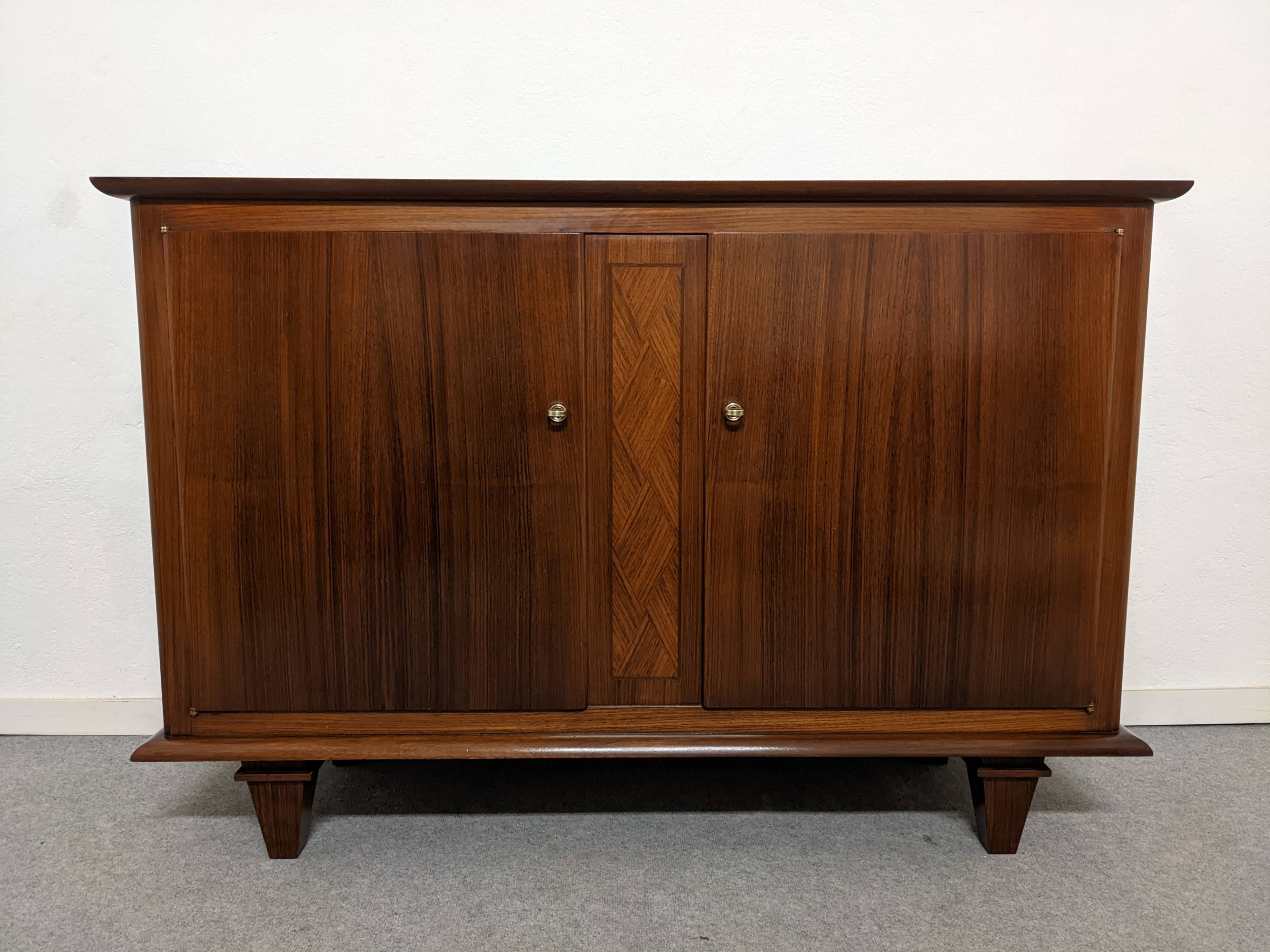 Art Deco style sideboard in rosewood and sycamore, France circa 1950