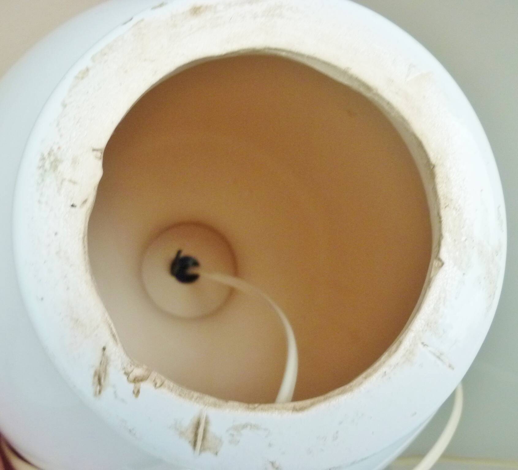 White glazed ceramic lamp, sleek design from the 60s/70s