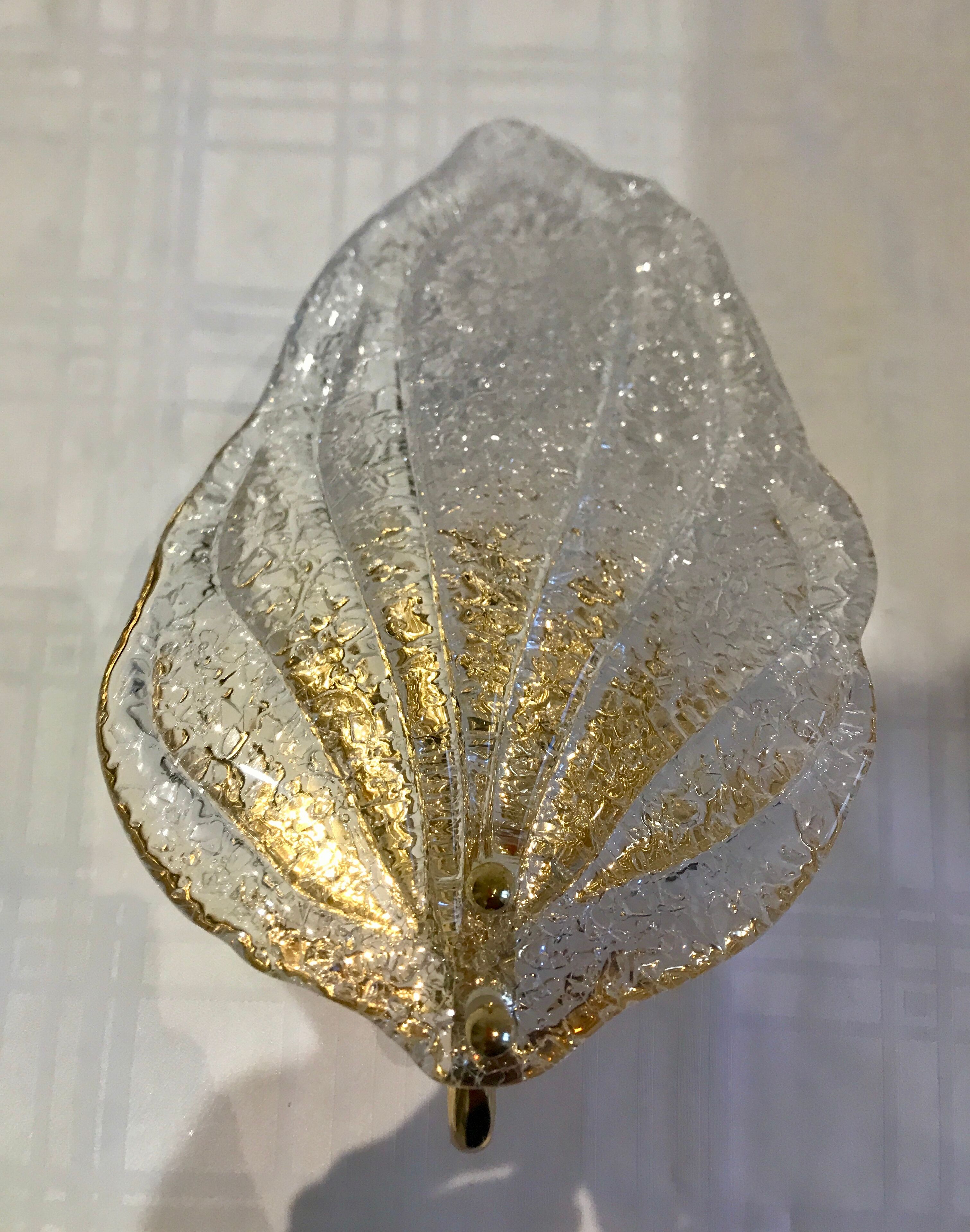 Pair of wall lamps Murano glass sheet