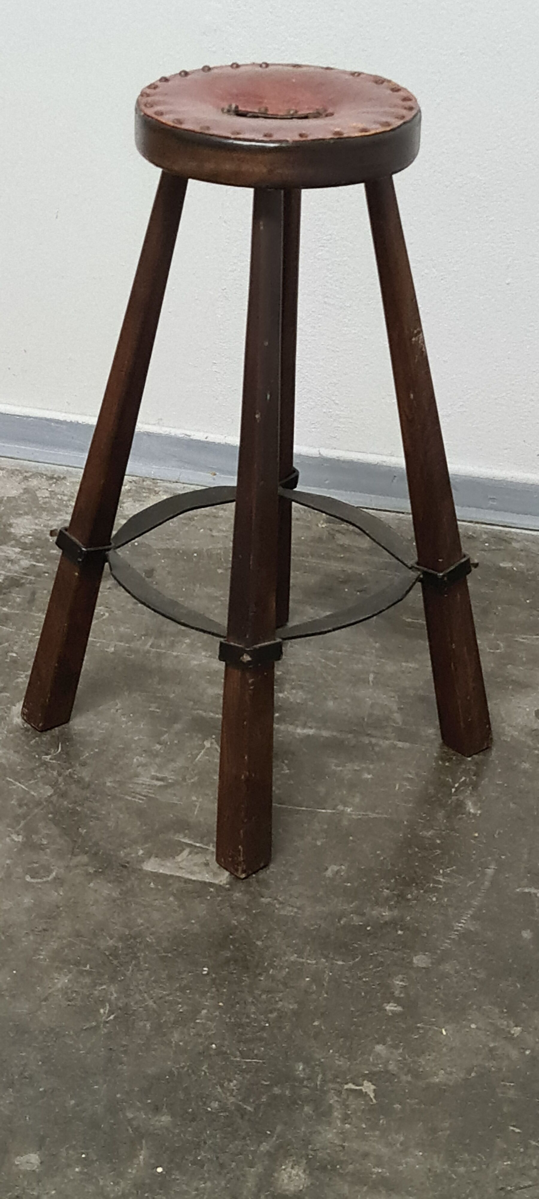 Vintage set of 3 Brutalist bar stools