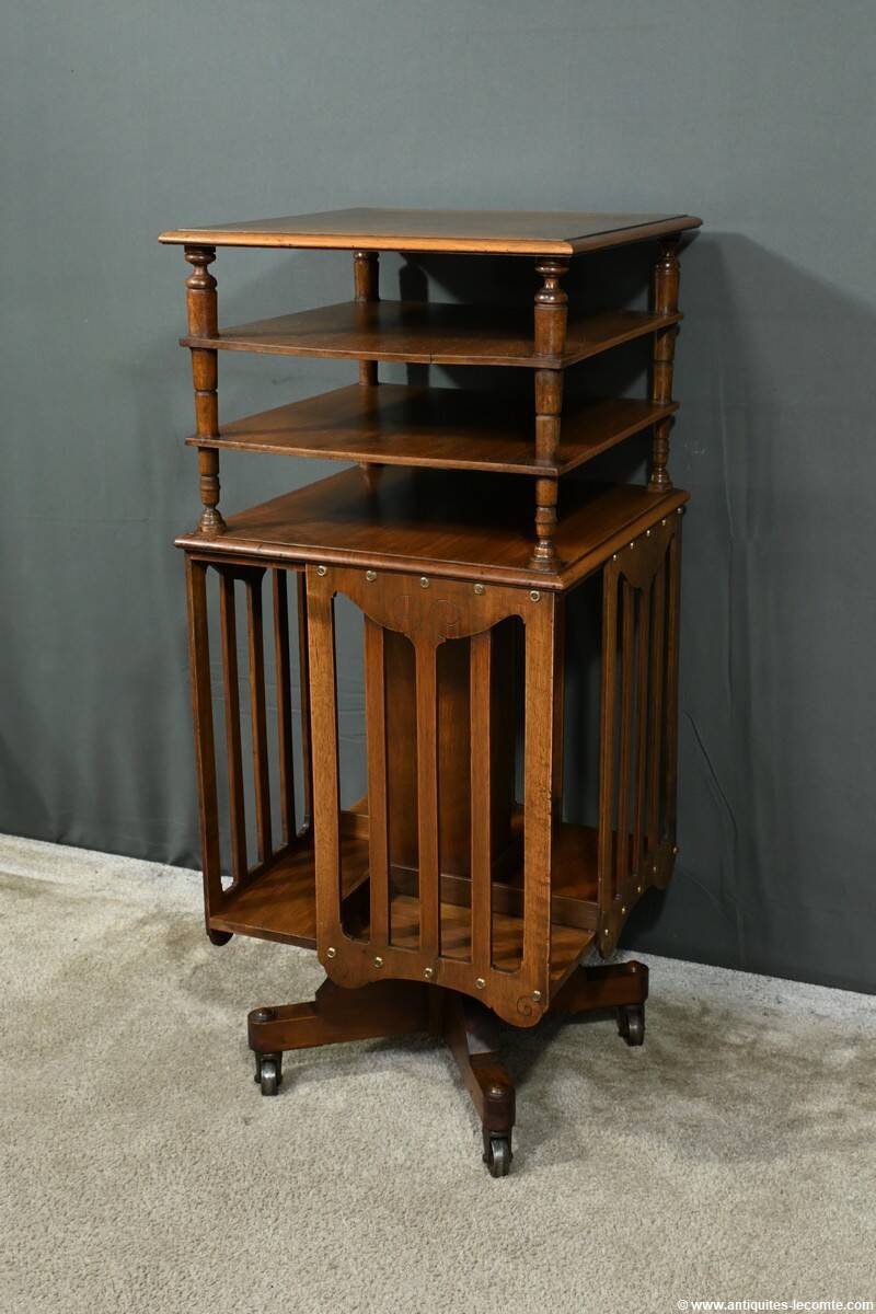 Revolving Walnut Bookcase, stamped G.Lancelin – 1900