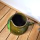 Vintage artisanal flowery ceramic pitcher vase