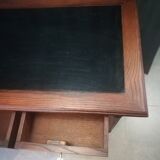 Louis XVI style console table in oak and leather