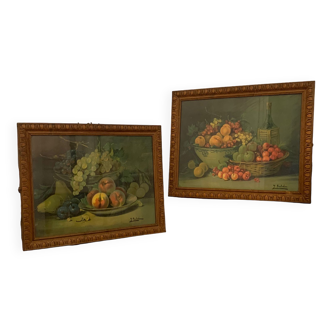 Pair of Still Life Fruit Paintings 1900