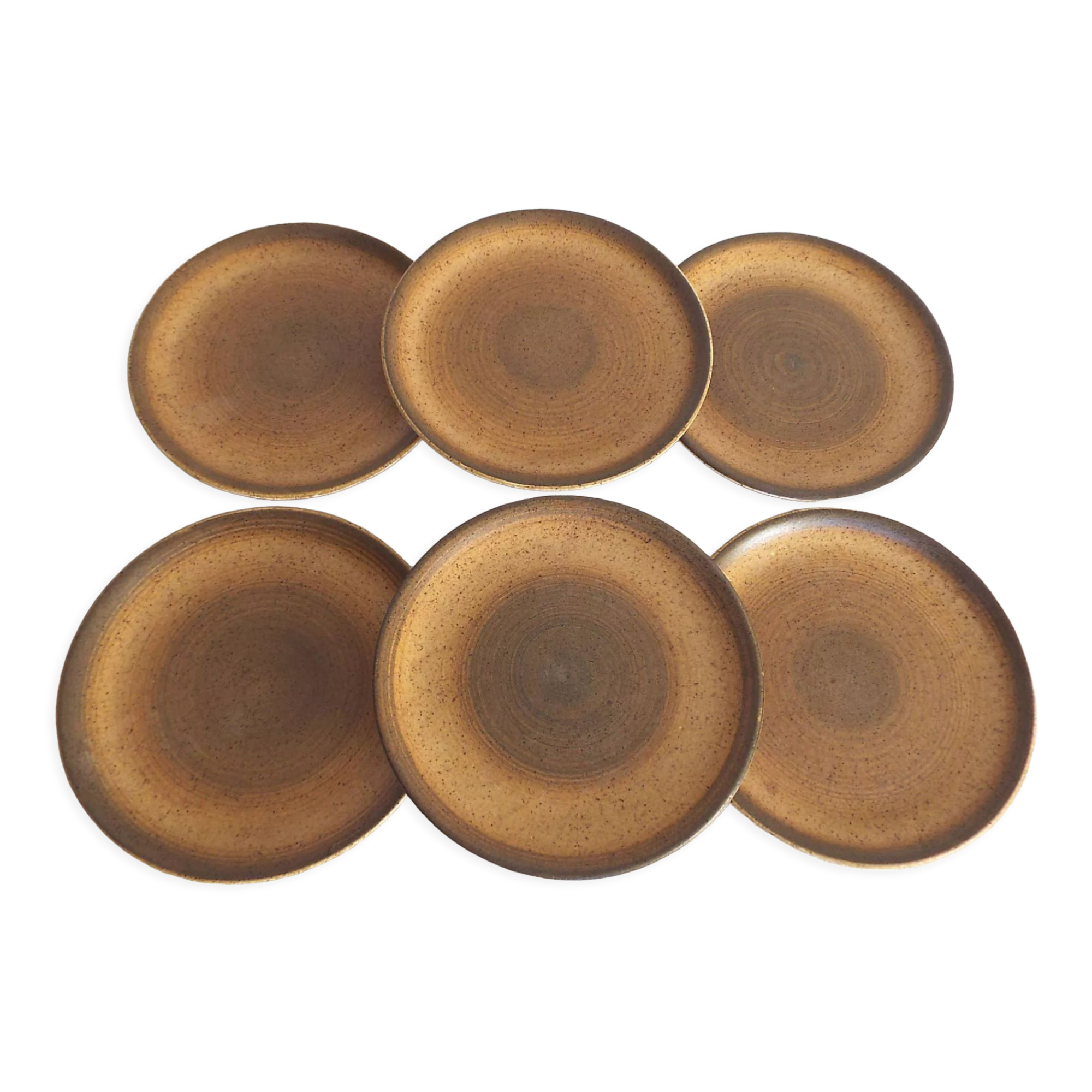 6 Longchamp stoneware dessert plates
