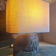 Vintage ceramic lamp signed, antique light fixture.