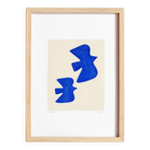 Painting on paper of blue birds signed eawy.