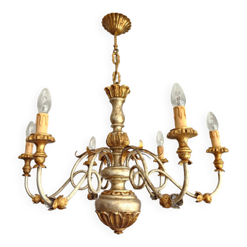 Antique gilded silver chandelier Florentine Rococo Louis XV Italy