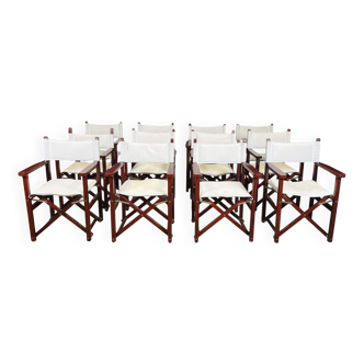 Set of 12 folding terrace director chairs Deauville Vlaemynck France