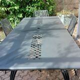 EMU antique iron garden furniture, table, 2 armchairs and 4 Vera chairs