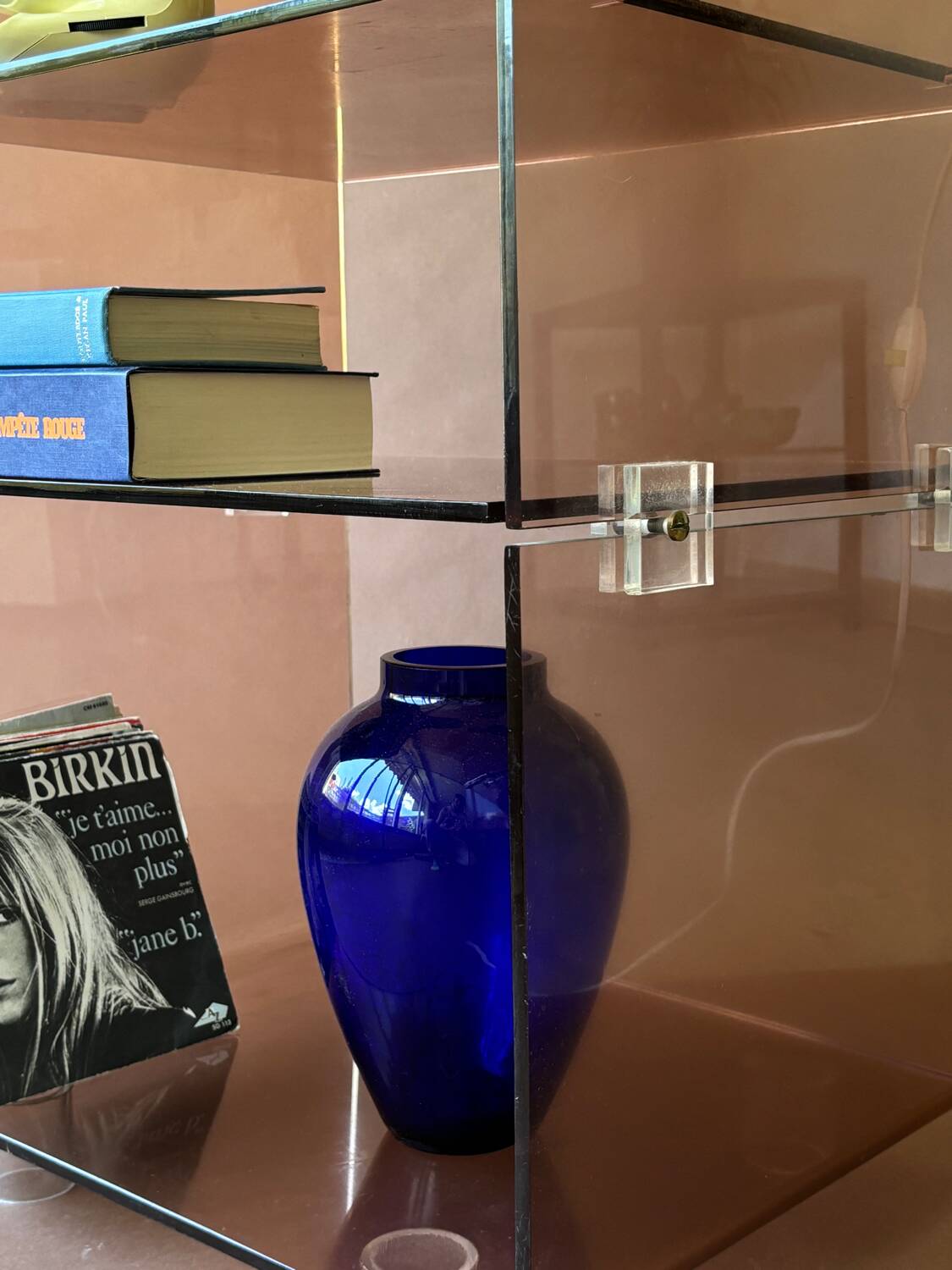 Occasional furniture in smoked Plexiglas from the 70s