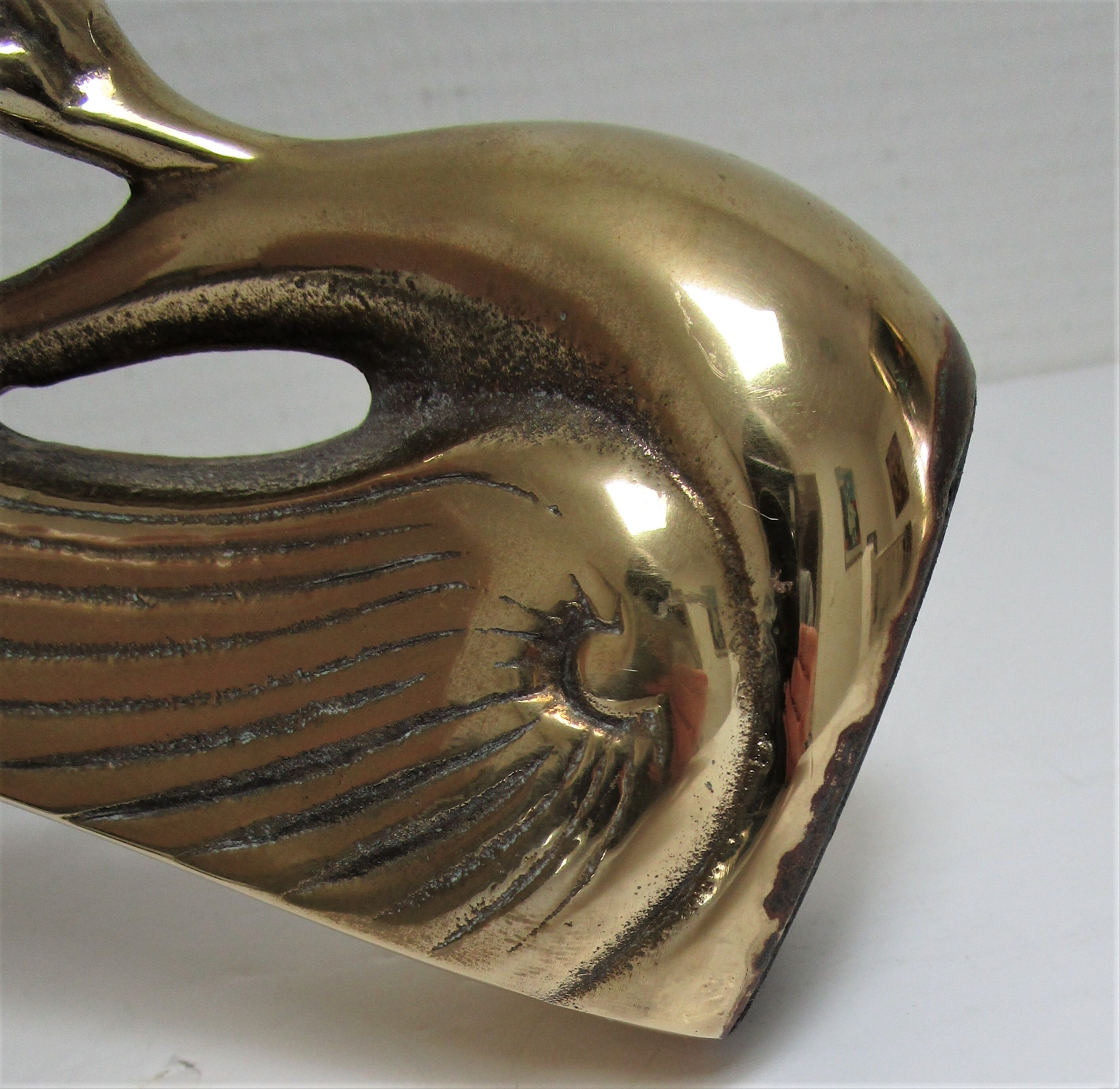 Pair of bookends vintage brass swans