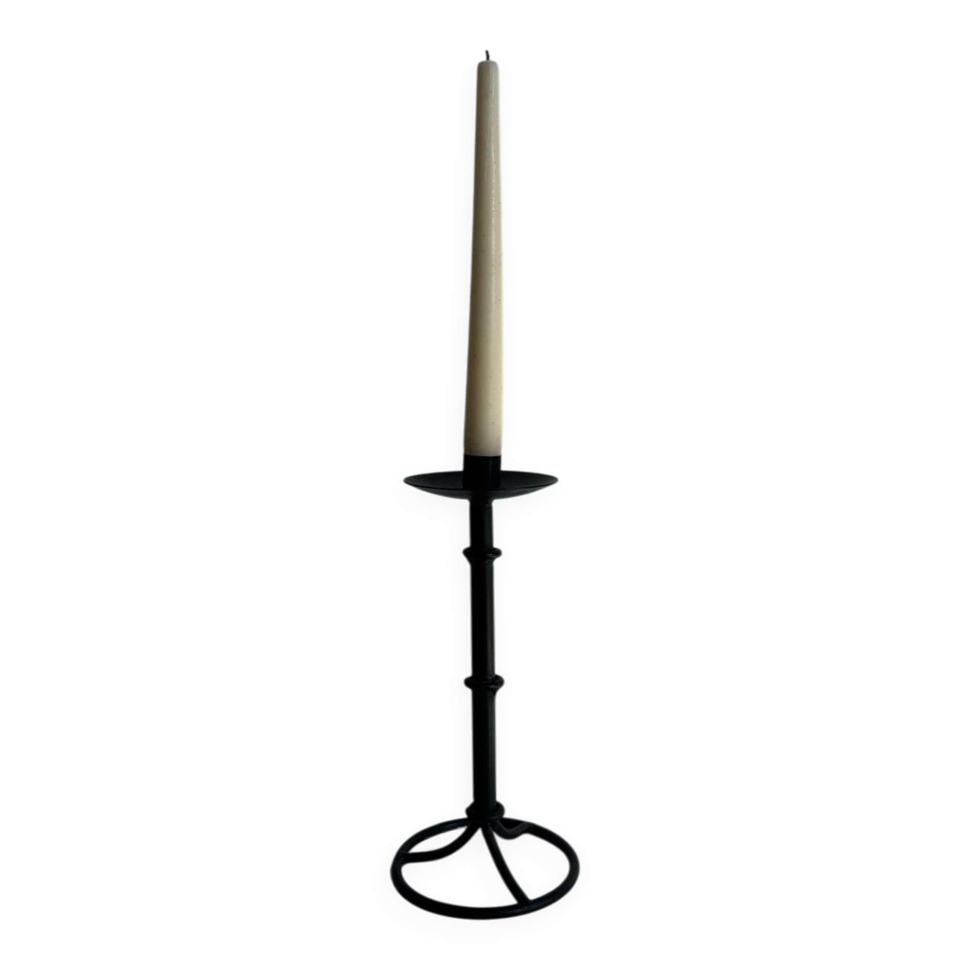 Vintage Brutalist Candle Holder In Black Metal