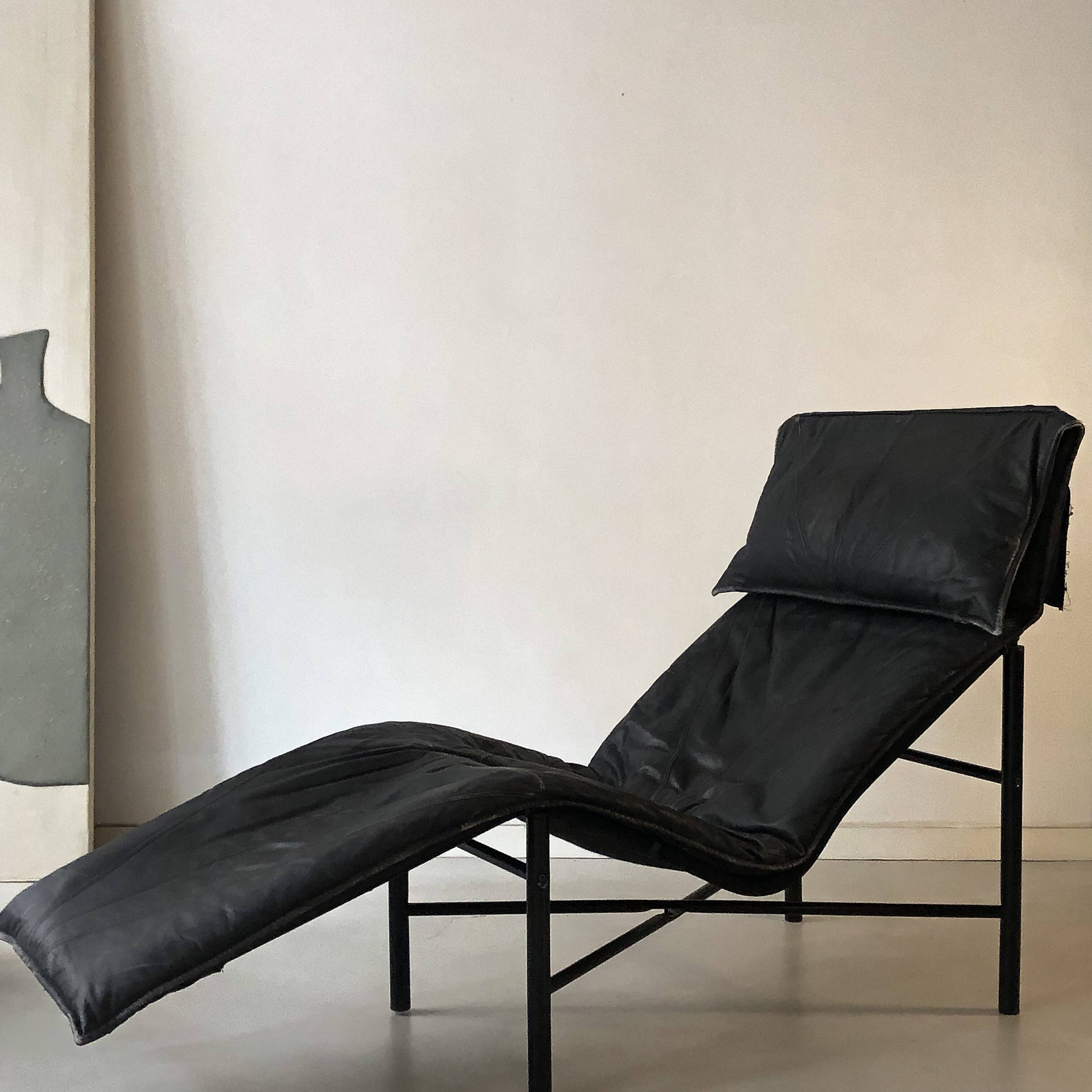 Fauteuil "Skye" en cuir noir, Ikea 1987