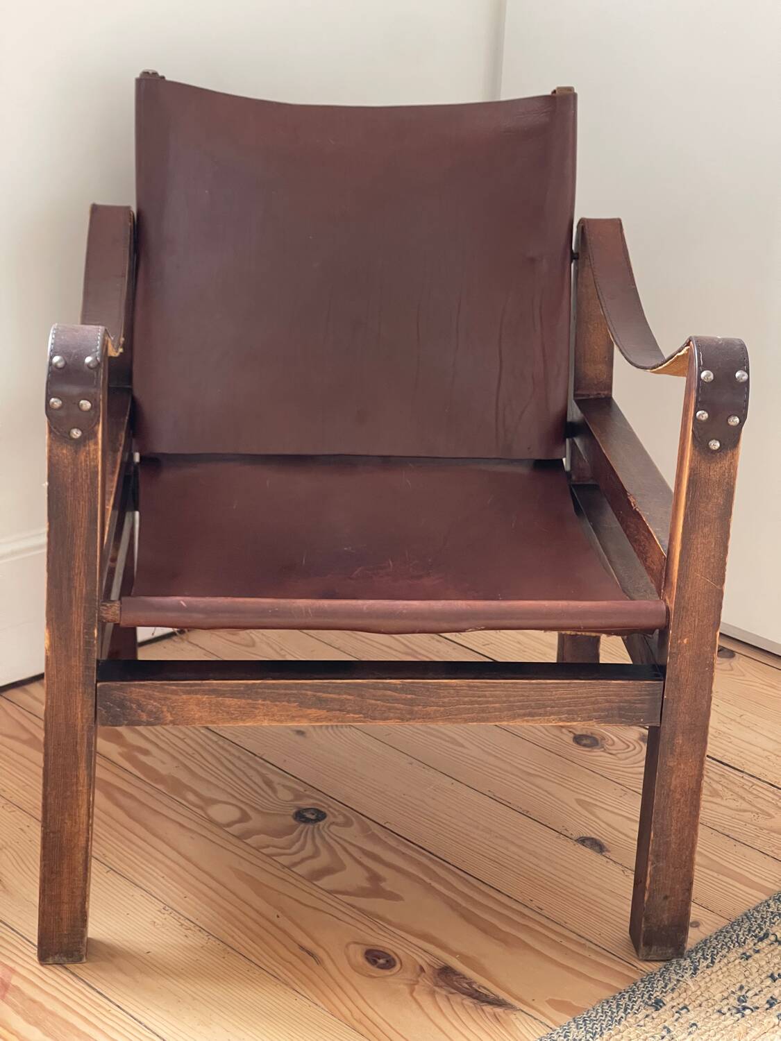 Vintage leather Safari armchair