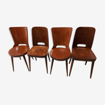 Suite of 4 chairs from Bistrot Baumann vintage 1960s
